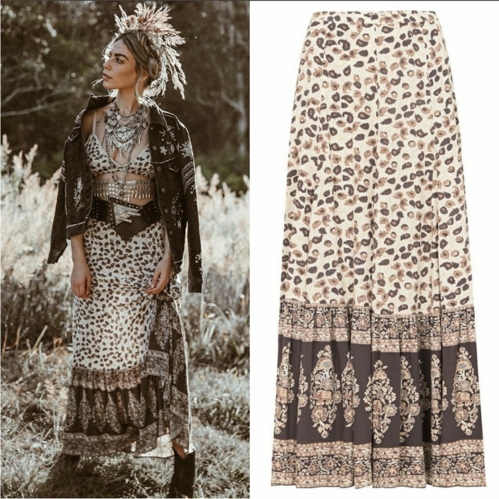 Spell Leopard Print Maxi Skirt